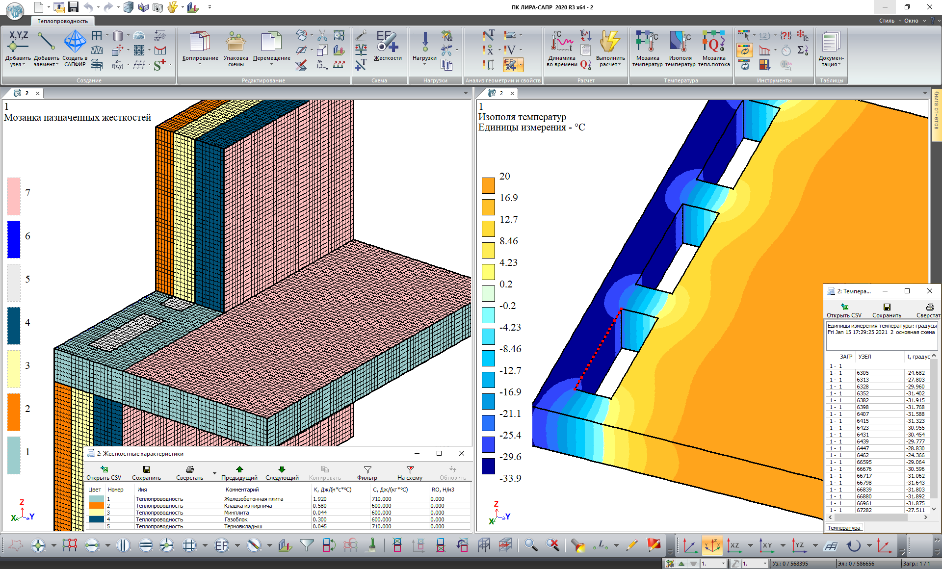 Модули LIRA-FEM. Теплопроводность