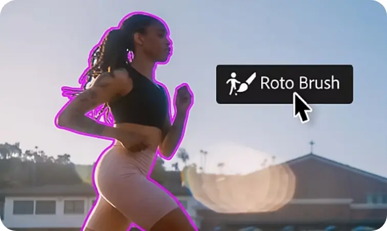 С помощью Roto Brush на базе искусственного интеллекта вы можете легко выделить и отделить любой объект от фона, даже развевающиеся на ветру волосы и прозрачные элементы.