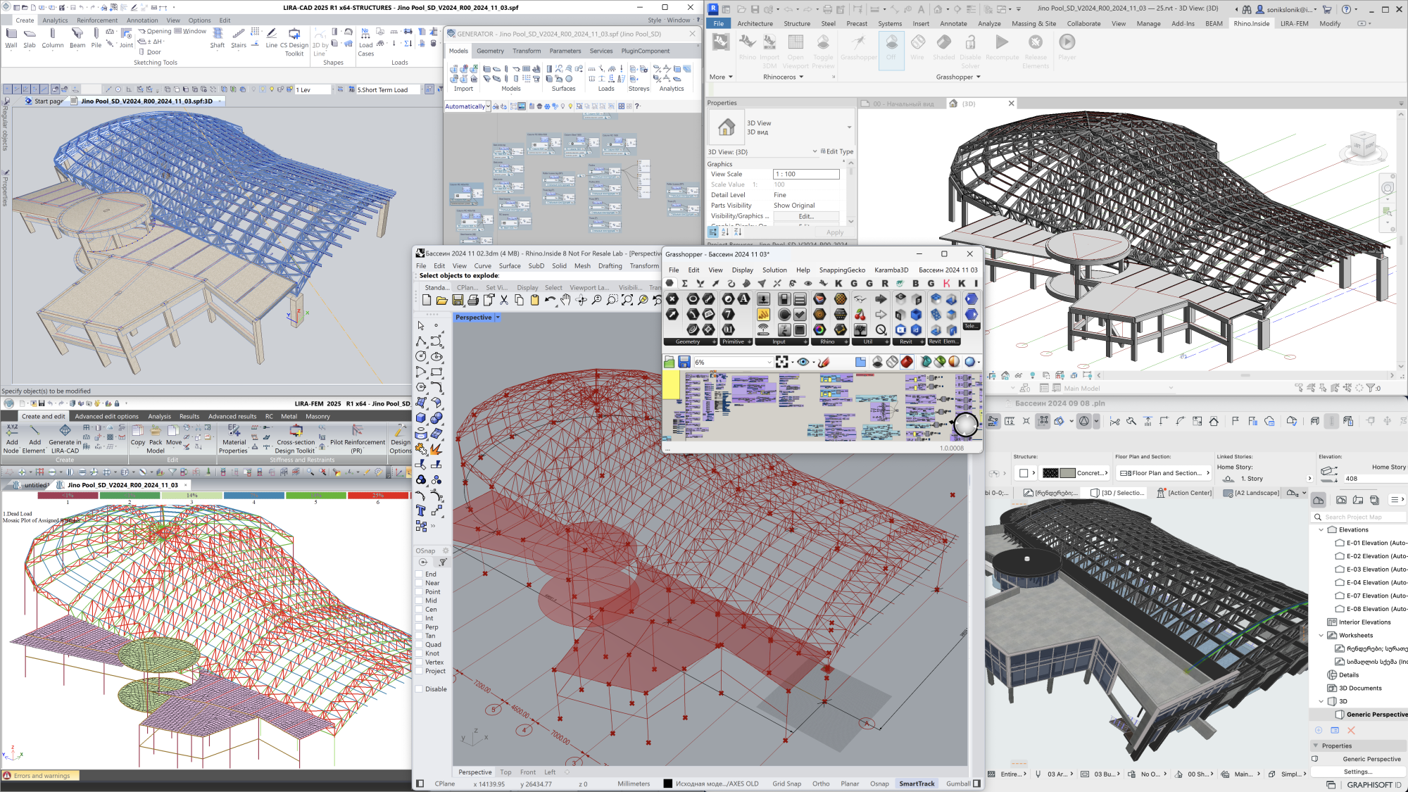 Взаимодействие с Rhino, Revit и Archicad